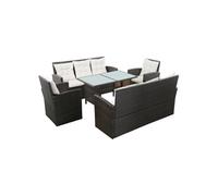 Salon de jardin - - 5 pcs - Résine tressée - Marron - 6 personnes