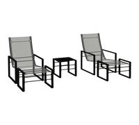 Salon De Jardin 5 Pièces 2 Places Acier Noir Maille Polyester Gris Vert