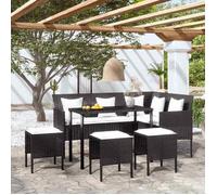 Vidaxl Ensemble De Canapés En L 5pcs Avec Coussins Résine Tressée Noir Noir