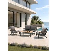 DCB Garden – Salon bas de jardin KOMMOS – Aluminium 5 places Gris anthracite Polywood