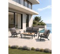 DCB Garden – Salon bas de jardin KOMMOS – Aluminium 5 places Gris anthracite Polywood