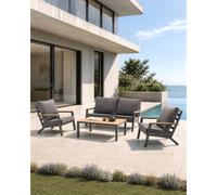 DCB Garden – Salon bas de jardin KOMMOS – Aluminium 5 places Gris anthracite Polywood