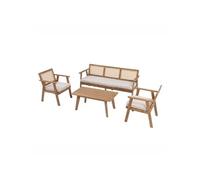 CONCEPT USINE | Salon de Jardin Hanoi 5 Places Bois | Grand Salon Extérieur Convivial | Mobilier Jardin Terrasse Piscine | 64 cm | Résistance Soleil & Intempéries | Premium Design Convivial