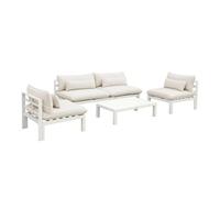 Salon de jardin 5 places en aluminium - assises profondes - Rieti - Naturel