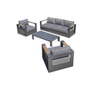 Salon de jardin 5 places en aluminium et accoudoirs en HPL