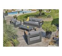 DCB Garden Salon de jardin MANDELIEU en aluminium accoudoirs HPL 5 places Gris anthracite