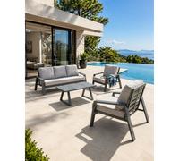 Salon bas de jardin - Gris anthracite - Aluminium - 5 places - Ibiza