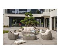 DCB Garden – Salon de jardin ISA – 5 places en résine tressée – Gris
