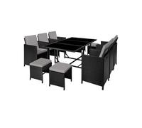 Salon de jardin 6-10 personnes anti UV housse de protection noir/gris