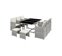 ENSEMBLE TABLE CHAISE DE JARDIN - TECTAKE - Salon de jardin MALAGA 6-10 placesPliable housse de protection incluse - Gris Clair