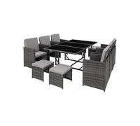 Salon de jardin 6 à 10 personnes Résistant aux UV et Pliable gris