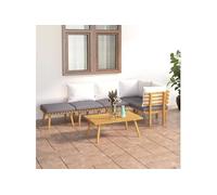 vidaXL Ensemble de salon de jardin 6 pièces avec coussins en bois massif d'acacia