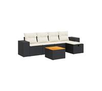 vidaXL Salon de jardin 6 pcs avec coussins noir résine tressée, ensemble de canapés d'extérieur, ensemble de canapé d'angle 3325864