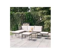 vidaXL Salon de jardin 6 pcs avec coussins Résine tressée Gris Gris G
