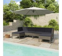 Salon de Jardin 6 pcs avec Coussins Résine Tressée Gris Mobilier Patio vidaXL