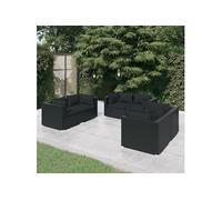 vidaXL Ensemble salon de jardin 6 pièces avec coussins Poly rotin noir