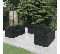 Salon de Jardin 6 pcs avec Coussins Résine Tressée Noir Mobilier Patio vidaXL