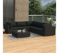 Salon De Jardin 6 Pcs Avec Coussins Résine Tressée Noir Multicolore
