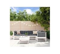 Salon de Jardin 6 pcs, Canapés avec Repose-pied, Ensemble de Meubles avec Table Basse Patio Terrasse, Rustique, Blanc 3186474