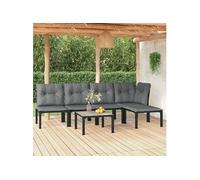 Vidaxl Salon De Jardin 6 Pcs Noir Et Gris Résine Tressée