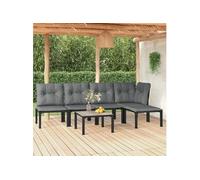 Vidaxl Salon De Jardin 6 Pcs Noir Et Gris Résine Tressée