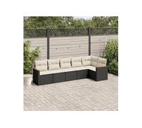 vidaXL Ensemble de salon de jardin 6 pièces avec coussins noir poly rotin