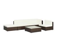 Salon De Jardin 6 Pièces En Polyrotin Marron Avec Coussins Canapé D'extérieur Modulaire Marron