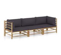 Salon de Jardin 7 pcs avec Coussins Blanc Crème Bambou Terrasse Patio vidaXL