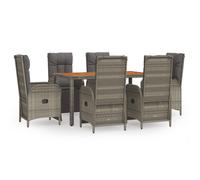 Salon De Jardin 7 Pcs Avec Coussins Gris Résine Tressée