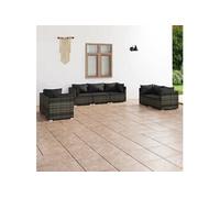 7-delige Loungeset met kussens poly rattan grijs3102269