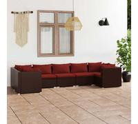 Salon de Jardin 7 pcs avec Coussins Résine Tressée Marron Mobilier vidaXL