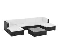 Salon De Jardin 7 Pcs Avec Coussins Résine Tressée Noir Noir