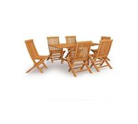 Salon de Jardin 7 pcs Mobilier de Repas Ensemble de Salle à Manger Table et Chaises à Dîner Extérieur Patio Bois de 3059594