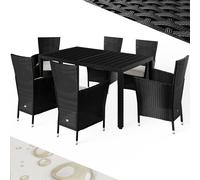 Casaria® Ensemble Salon de Jardin 7 pièces polyrotin Noir Set 1 Table + 6 chaises avec Coussins Bar de Jardin Exterieur