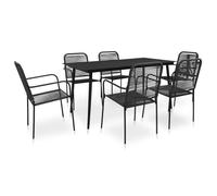 Vidaxl Mobilier À Dîner D'extérieur 7 Pcs Corde En Coton Et Acier Noir