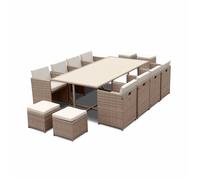 sweeek Salon de jardin 8-12 places - Vabo - Coloris Beige Coussins Beige table encastrable Beige G