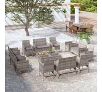 Salon de Jardin 8 pcs avec Coussins Résine Tressée Gris Mobilier Patio vidaXL
