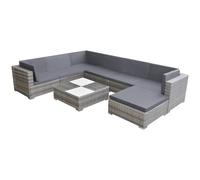 Salon de Jardin 8 pcs avec Coussins Résine Tressée Marron Meuble Patio vidaXL