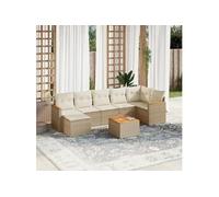 Vidaxl Salon De Jardin Avec Coussins 8 Pcs Beige Résine Tressée
