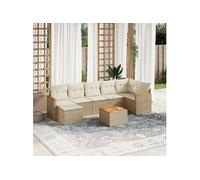 Vidaxl Salon De Jardin Avec Coussins 8 Pcs Beige Résine Tressée