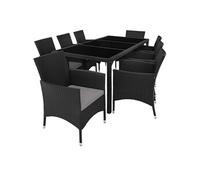 Salon de jardin - TECTAKE - Ensemble détente repas d'extérieur ALMANSA 8 personnes résistant aux intempéries avec housse -