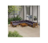 vidaXL Ensemble de salon de jardin 9 pièces avec revêtement en bois massif d'acacia