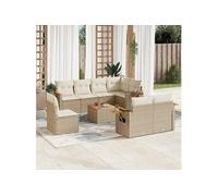 Salon de Jardin avec Coussins Canapés Patio 8 pcs Beige Résine Tressée vidaXL