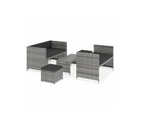Salon de jardin acier 5 pieces 5 personnes 95.5 x 45 x 35.0 cm gris