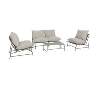 Salon de jardin acier SOFIA kaki et beige. 4 places. table rectangulaire