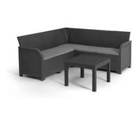 Salon De Jardin - Résine Aspect Rotin Tressé- Allibert By Keter - 5 Personnes - Sanremo - Gris Graphite Gris