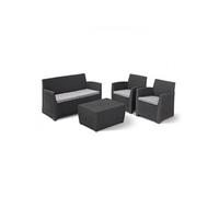 Salon De Jardin - Résine Imitation Rotin Tressé - Allibert By Keter - 4 Personnes - Mia - Gris Graphite