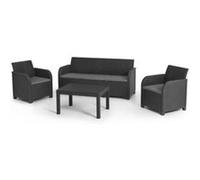 Salon De Jardin - En Résine Imitation Rotin Tressé - Allibert By Keter - 5 Personnes - Sanremo - Gris Graphite
