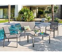 Salon de jardin Piazza 4 places gris graphite - Hespéride