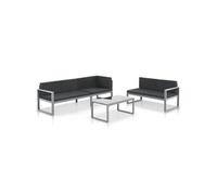 Salon De Jardin 3 Pcs Et Coussins Aluminium Noir